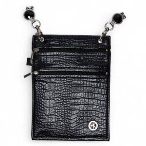 Hipklips Croc Embossed Faux Leather Hip Pouch Jewel Studded‎ Travel Minimalist